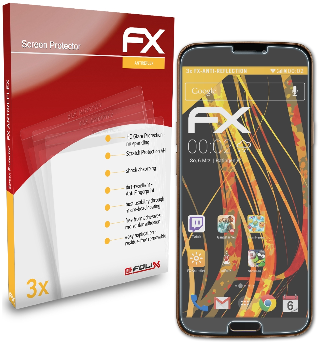 ATFOLIX 3x FX-Antireflex Displayschutz(für Doro 8080)