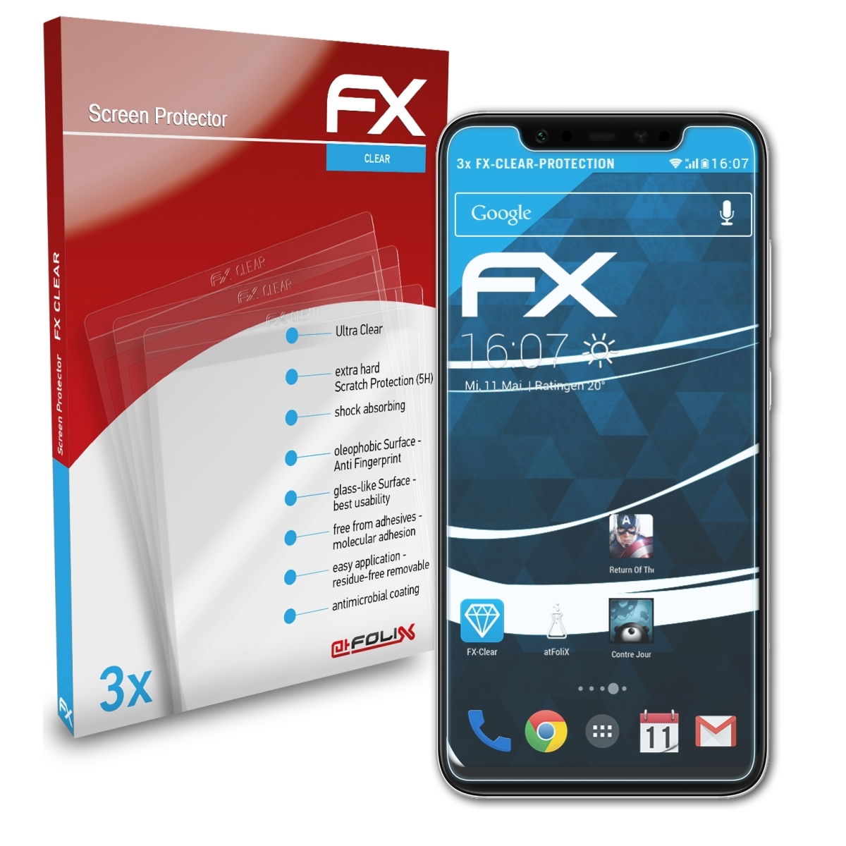 ATFOLIX 8) Displayschutz(für FX-Clear Xiaomi 3x Mi