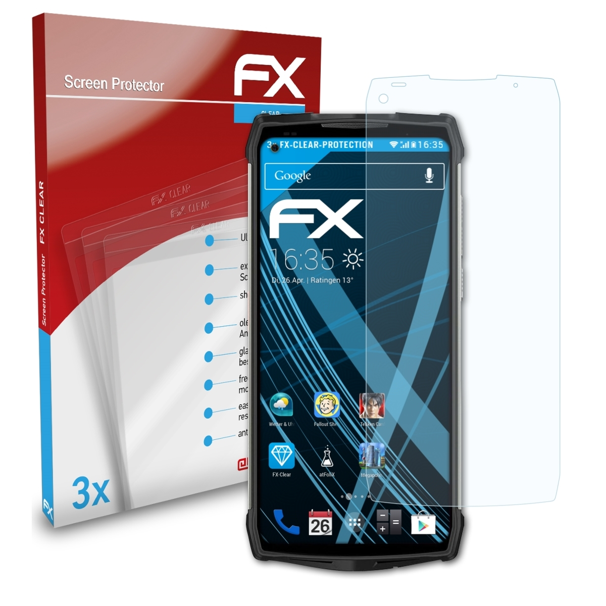 ATFOLIX 3x FX-Clear Displayschutz(für Armor Ulefone 13)
