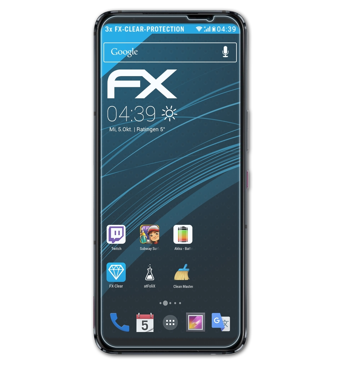 3x Asus 5 Phone ATFOLIX Displayschutz(für ROG FX-Clear Ultimate)