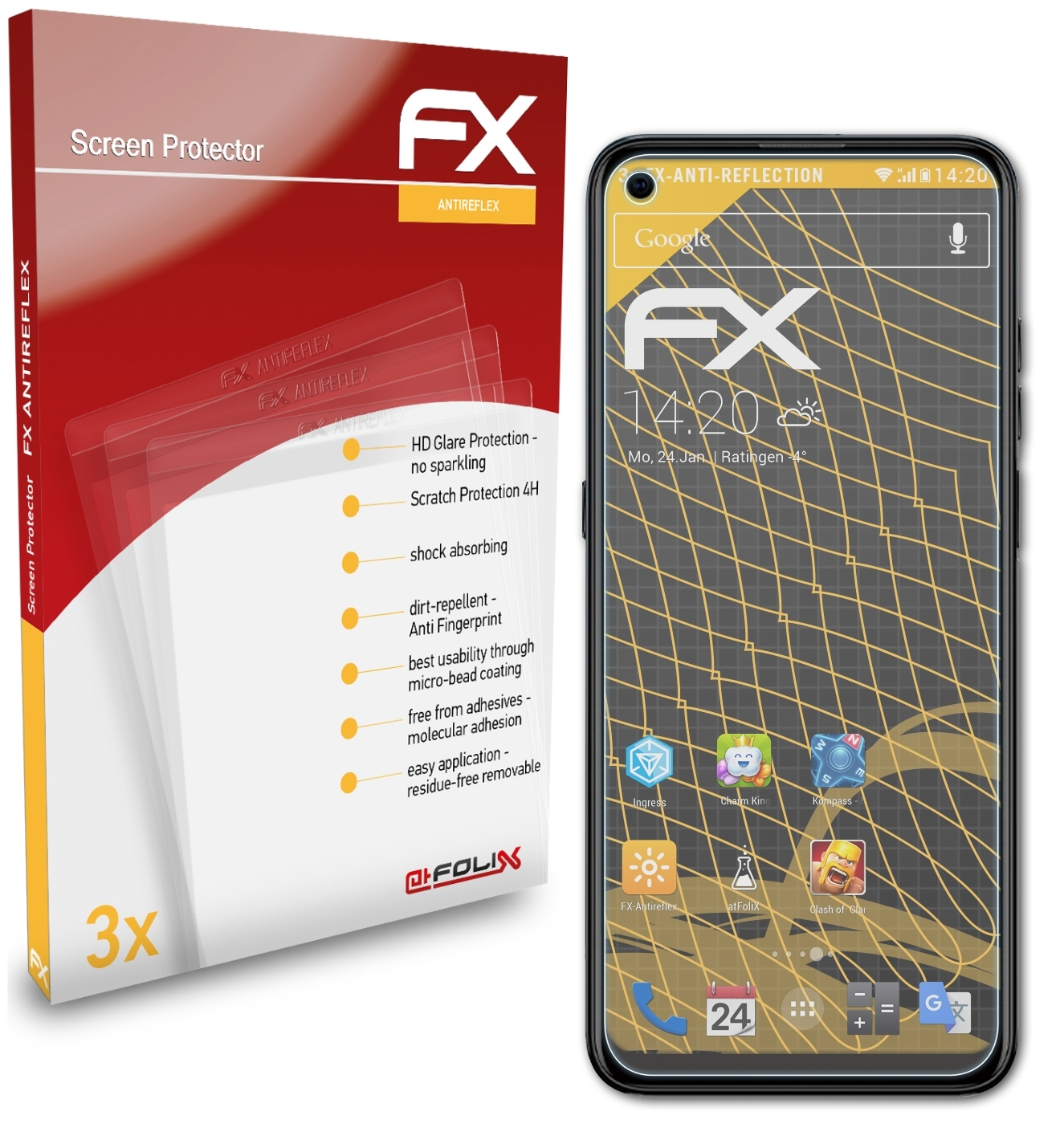 Oukitel ATFOLIX K9 Displayschutz(für FX-Antireflex Pro) 3x