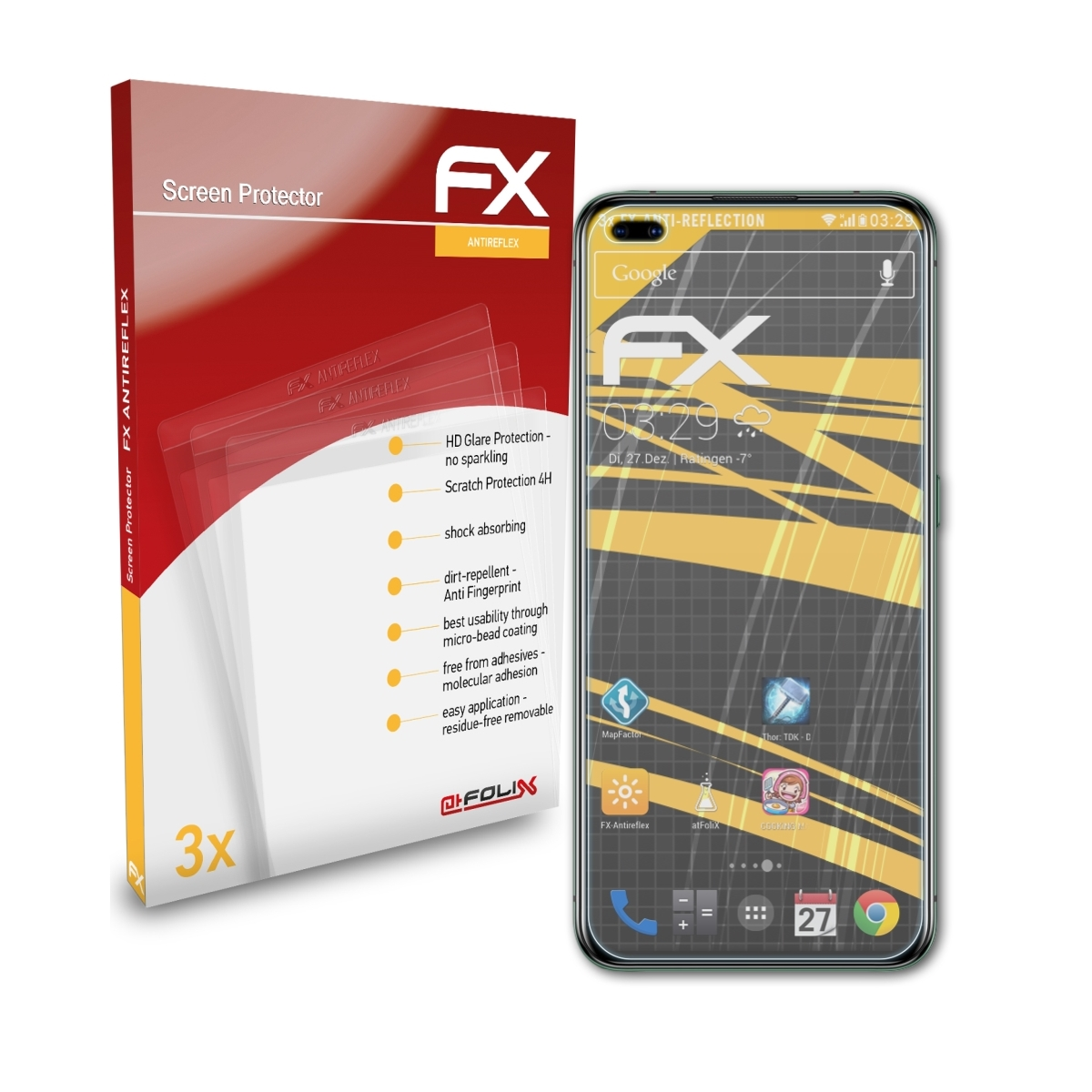 X50 3x ATFOLIX 5G) Pro Oppo Displayschutz(für Realme FX-Antireflex