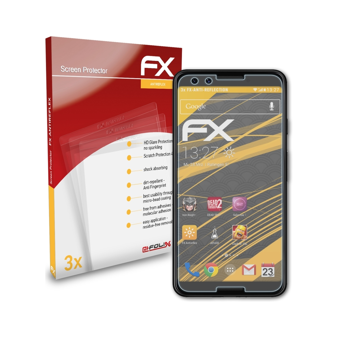 ATFOLIX 3x Pixel Displayschutz(für 3) Google FX-Antireflex