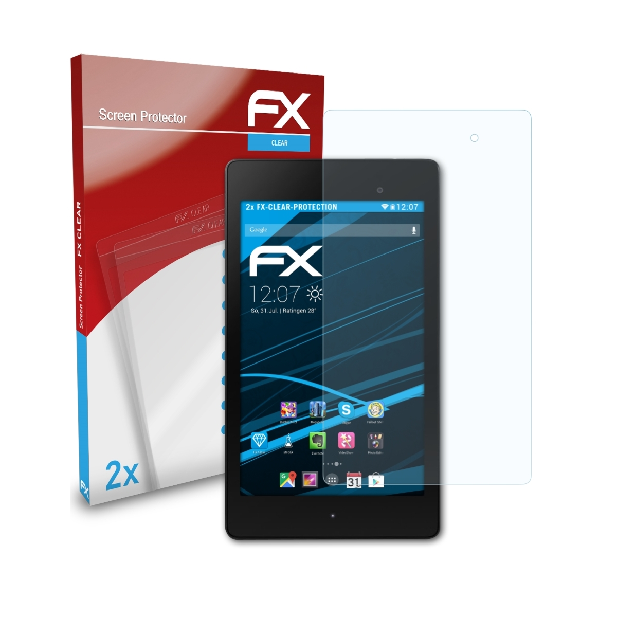 2x Google ATFOLIX (2.Generation (Asus) Displayschutz(für 2013)) FX-Clear Nexus 7