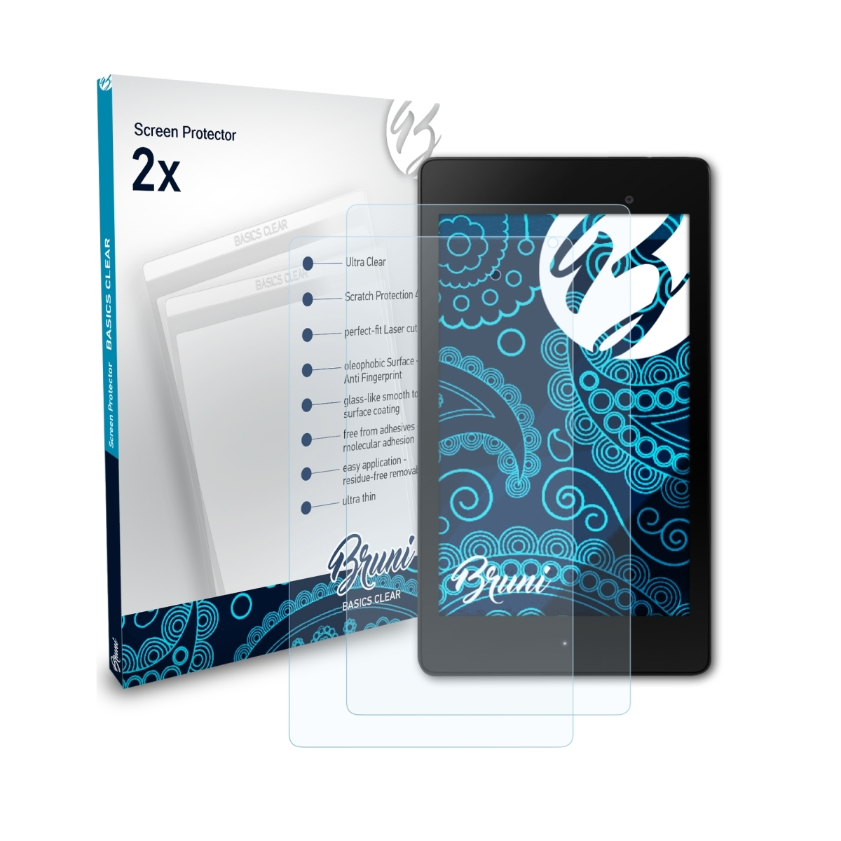 BRUNI 2x (2.Generation 2013)) 7 (Asus) Basics-Clear Schutzfolie(für Google Nexus
