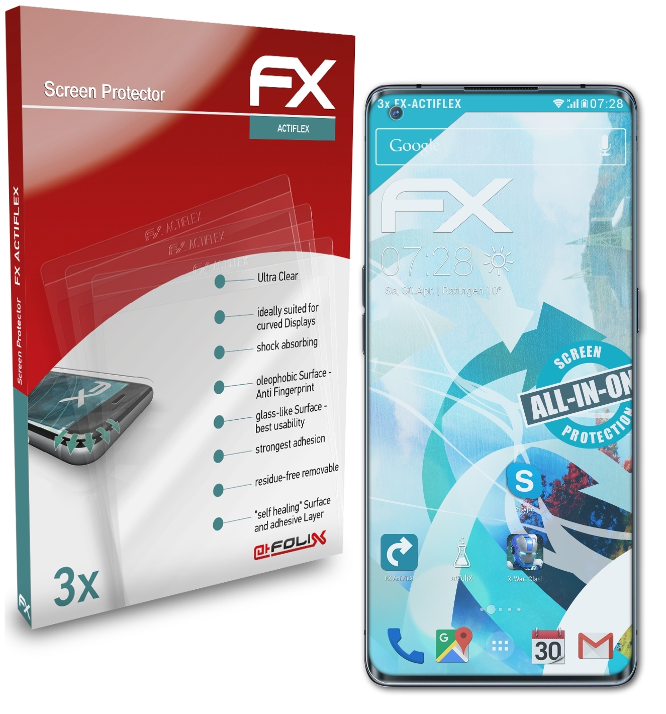 ATFOLIX 3x FX-ActiFleX Displayschutz(für Oppo Find Neo) X2