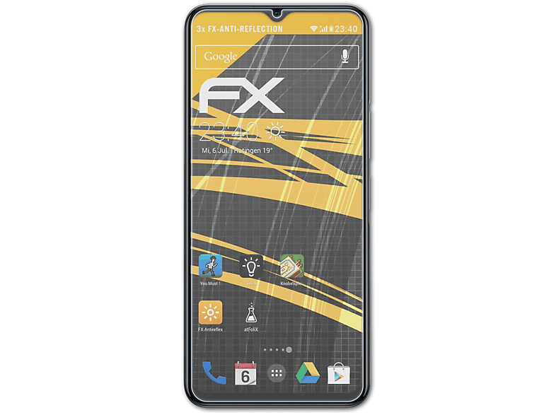 5G) 3x Displayschutz(für Y72 ATFOLIX Vivo FX-Antireflex