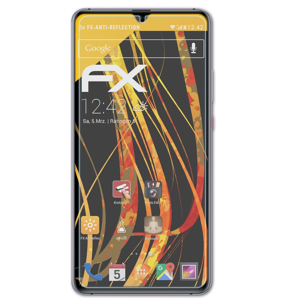 X) 3x Displayschutz(für 20 FX-Antireflex Mate Huawei ATFOLIX