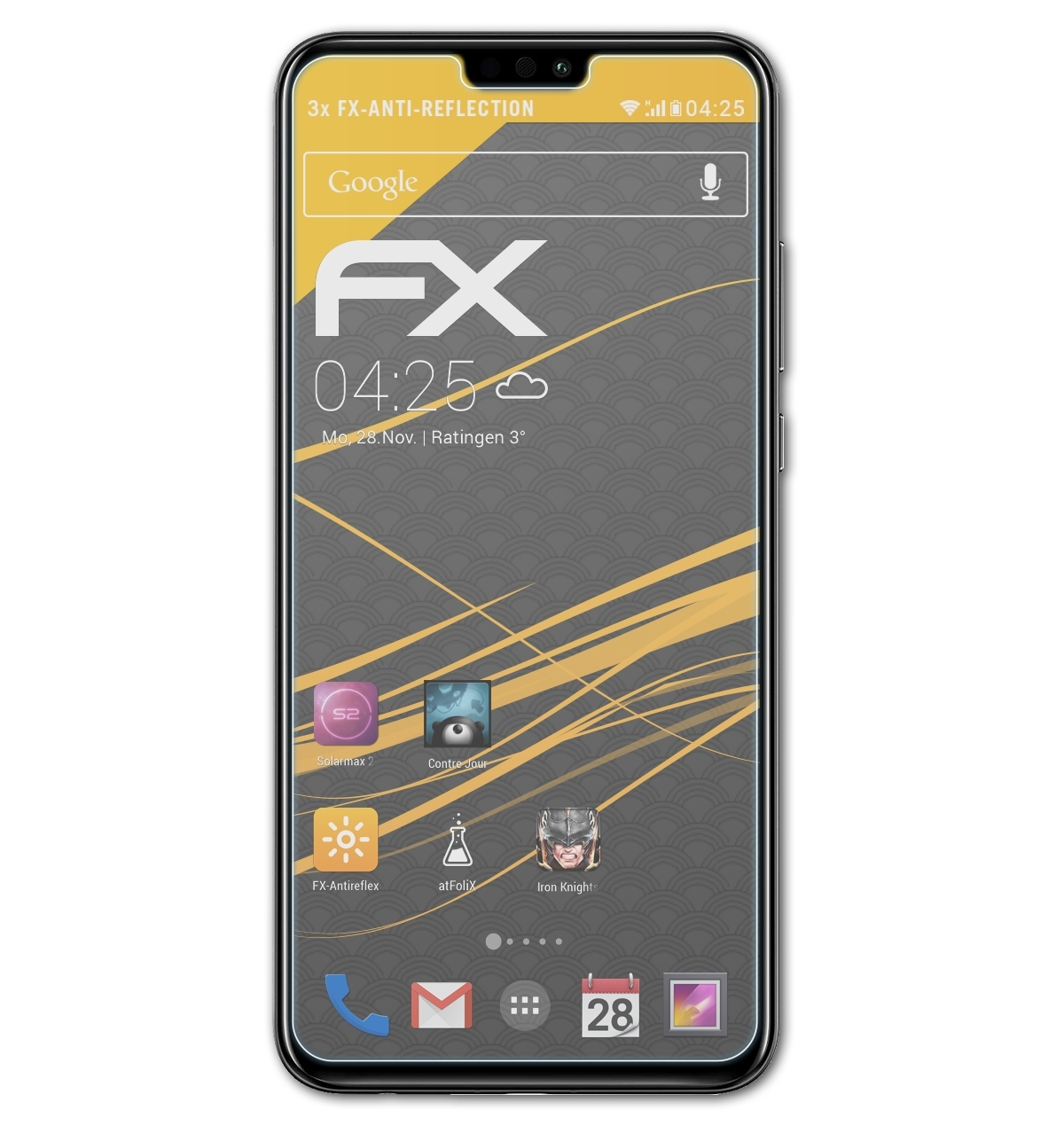 8X) Displayschutz(für Huawei 3x FX-Antireflex ATFOLIX Honor