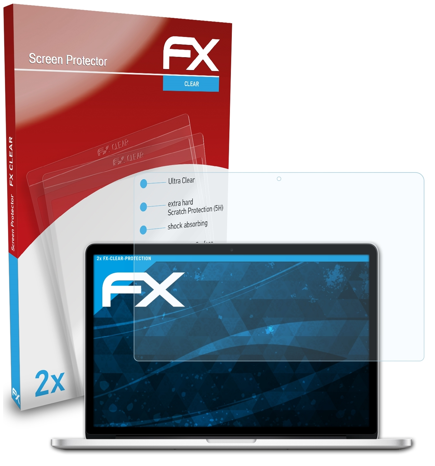 MacBook Displayschutz(für 2x 15 Retina) FX-Clear ATFOLIX Pro Apple