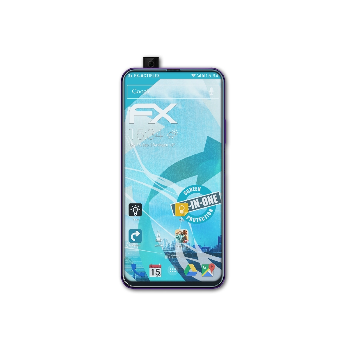 ATFOLIX 3x FX-ActiFleX Displayschutz(für Honor (Global)) 9X Huawei