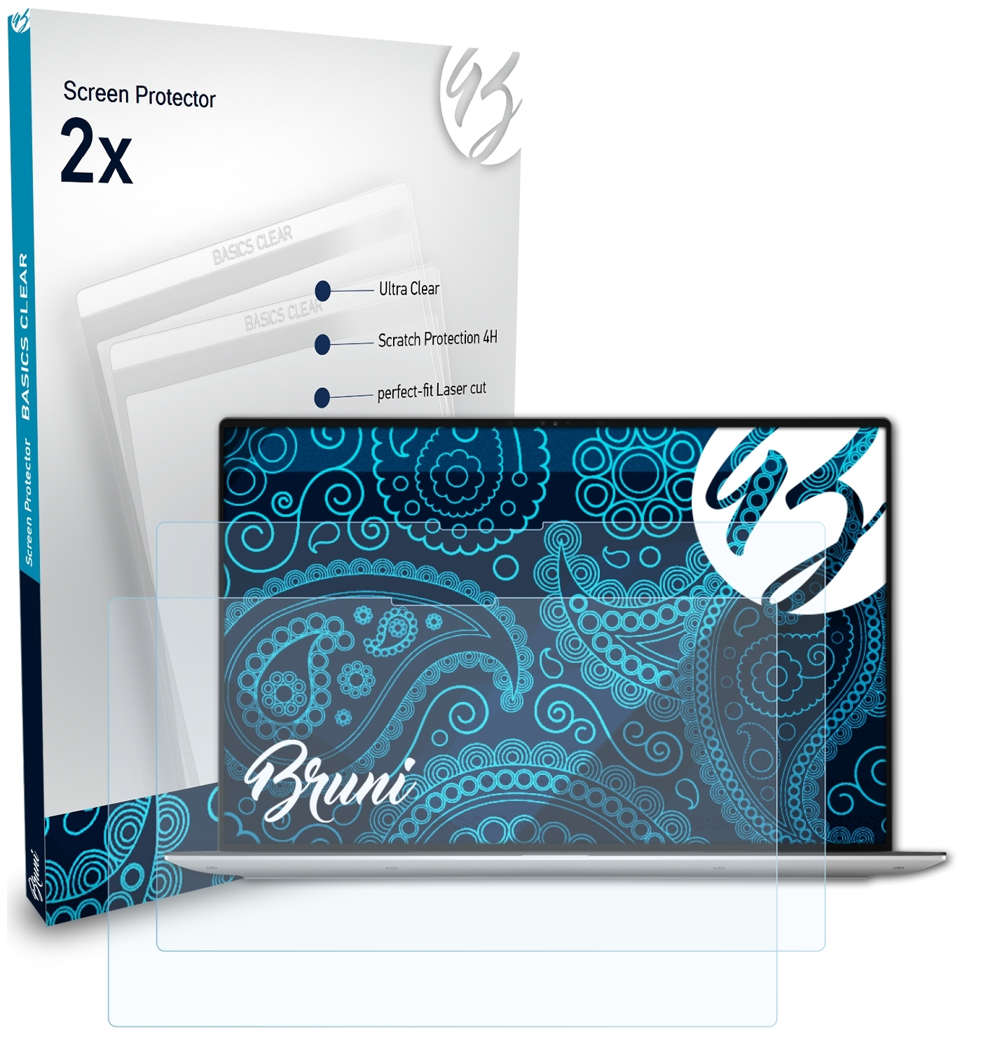 BRUNI 2x Schutzfolie(für Dell Basics-Clear 13 XPS (9300))