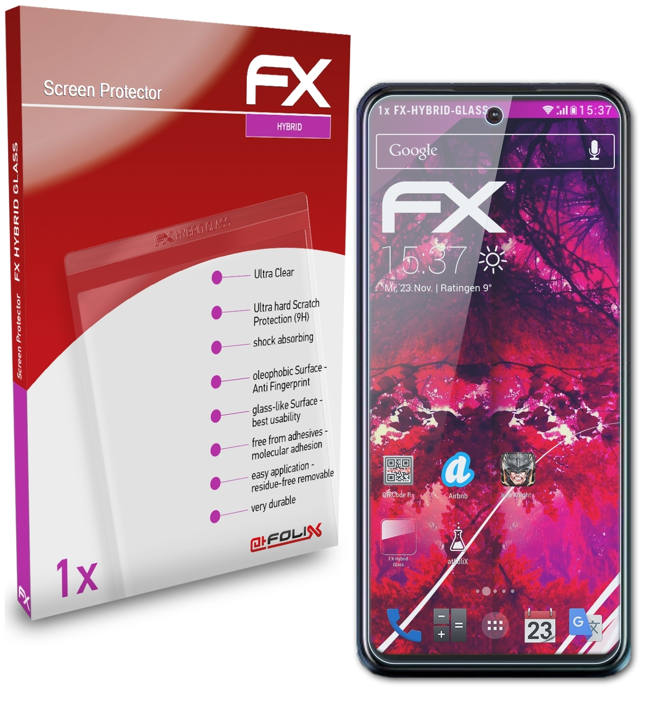 21 ATFOLIX HTC FX-Hybrid-Glass Schutzglas(für Pro) Desire