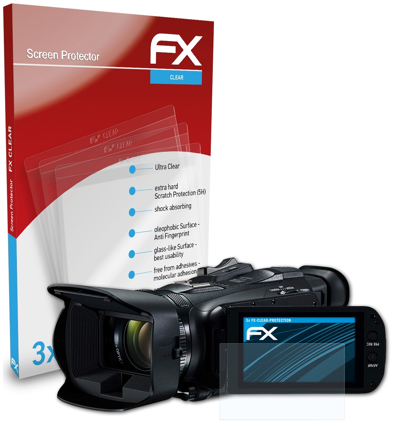 HF Canon G50) Displayschutz(für Legria ATFOLIX FX-Clear 3x