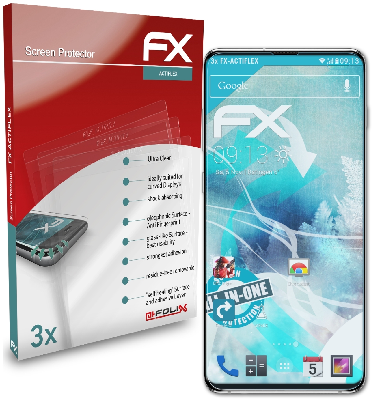 ATFOLIX 3x S10 Samsung (Casefit)) Galaxy Displayschutz(für FX-ActiFleX Plus