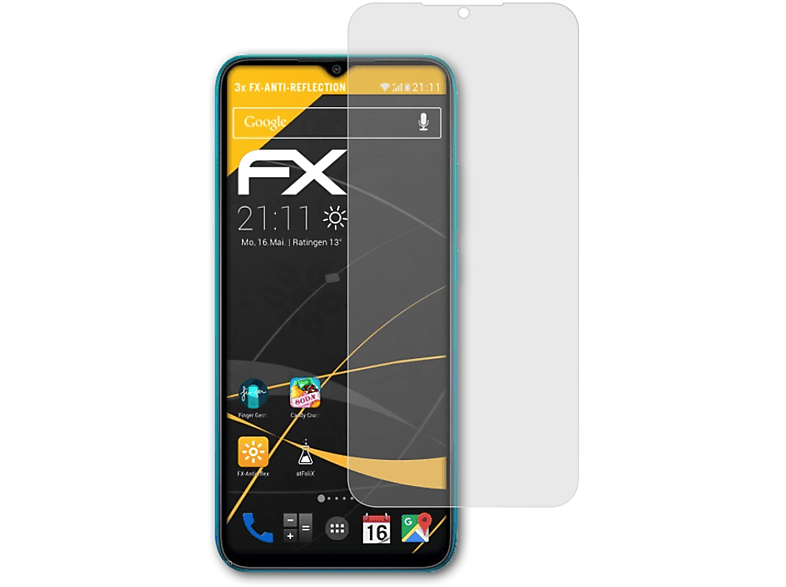9i Displayschutz(für 3x Redmi ATFOLIX Xiaomi Sport) FX-Antireflex
