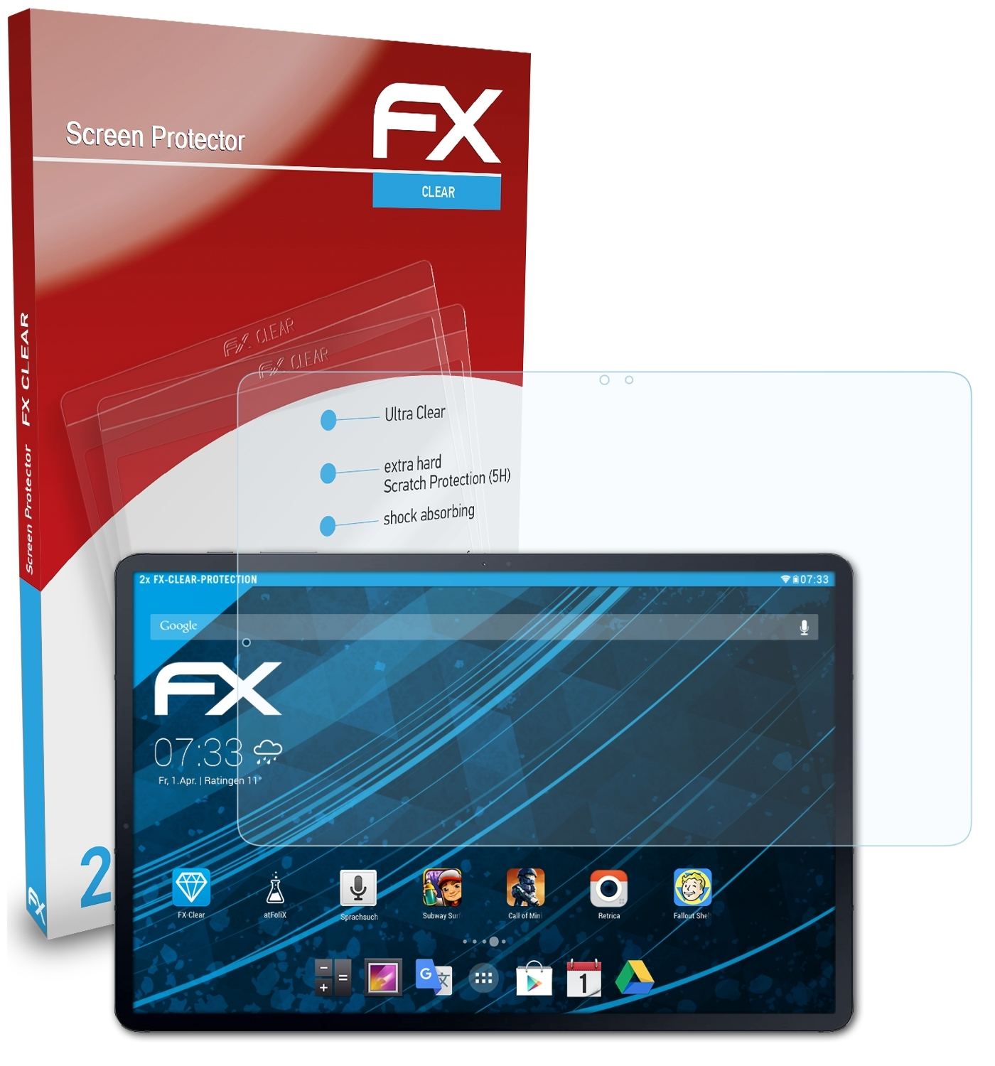 ATFOLIX 2x FX-Clear Galaxy Displayschutz(für Samsung S7+) Tab