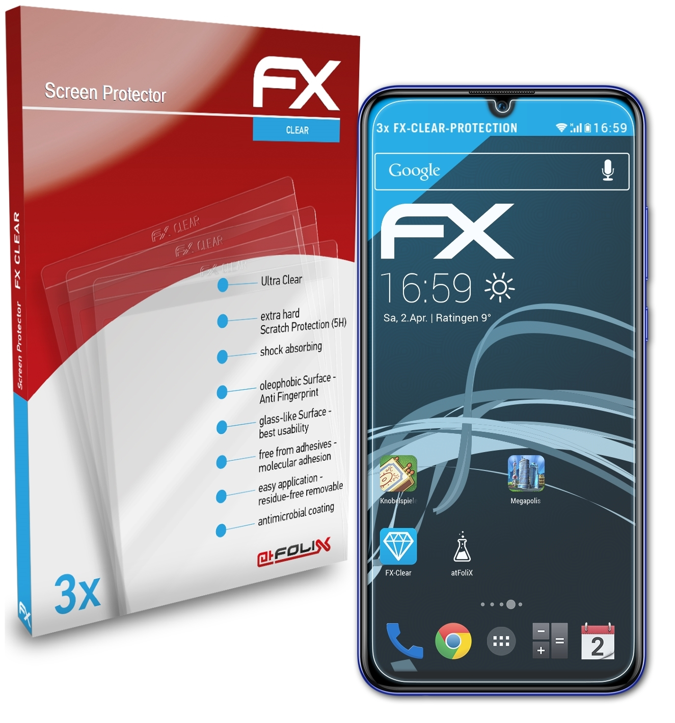 ATFOLIX 3x P FX-Clear Smart+ Huawei 2019) Displayschutz(für