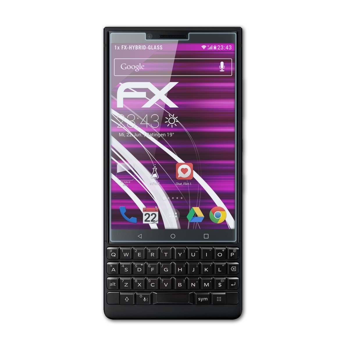 ATFOLIX FX-Hybrid-Glass Schutzglas(für Blackberry Key2)