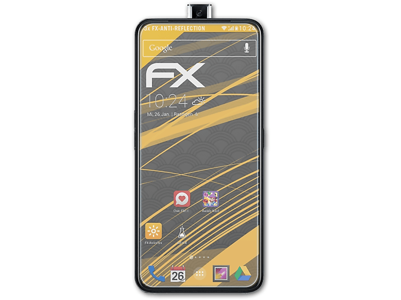 ATFOLIX 3x FX-Antireflex Displayschutz(für Reno2 Oppo Z)