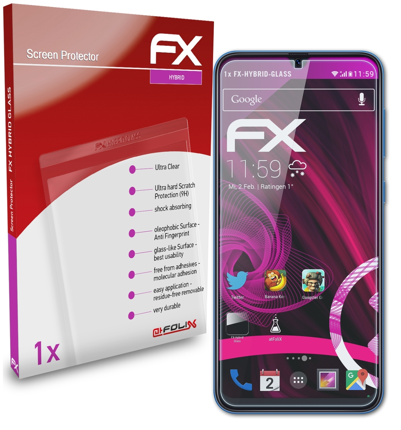 ATFOLIX FX-Hybrid-Glass Schutzglas(für Samsung Galaxy A50 (2019))