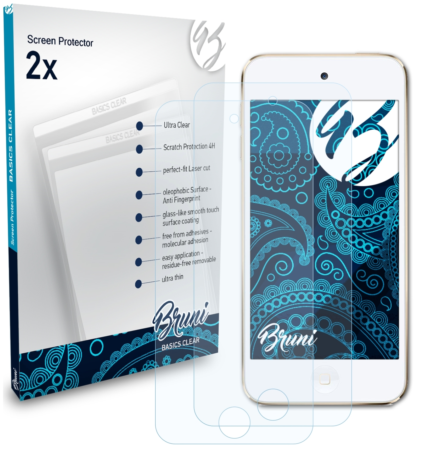 Basics-Clear 7G) BRUNI Apple Schutzfolie(für 2x touch iPod