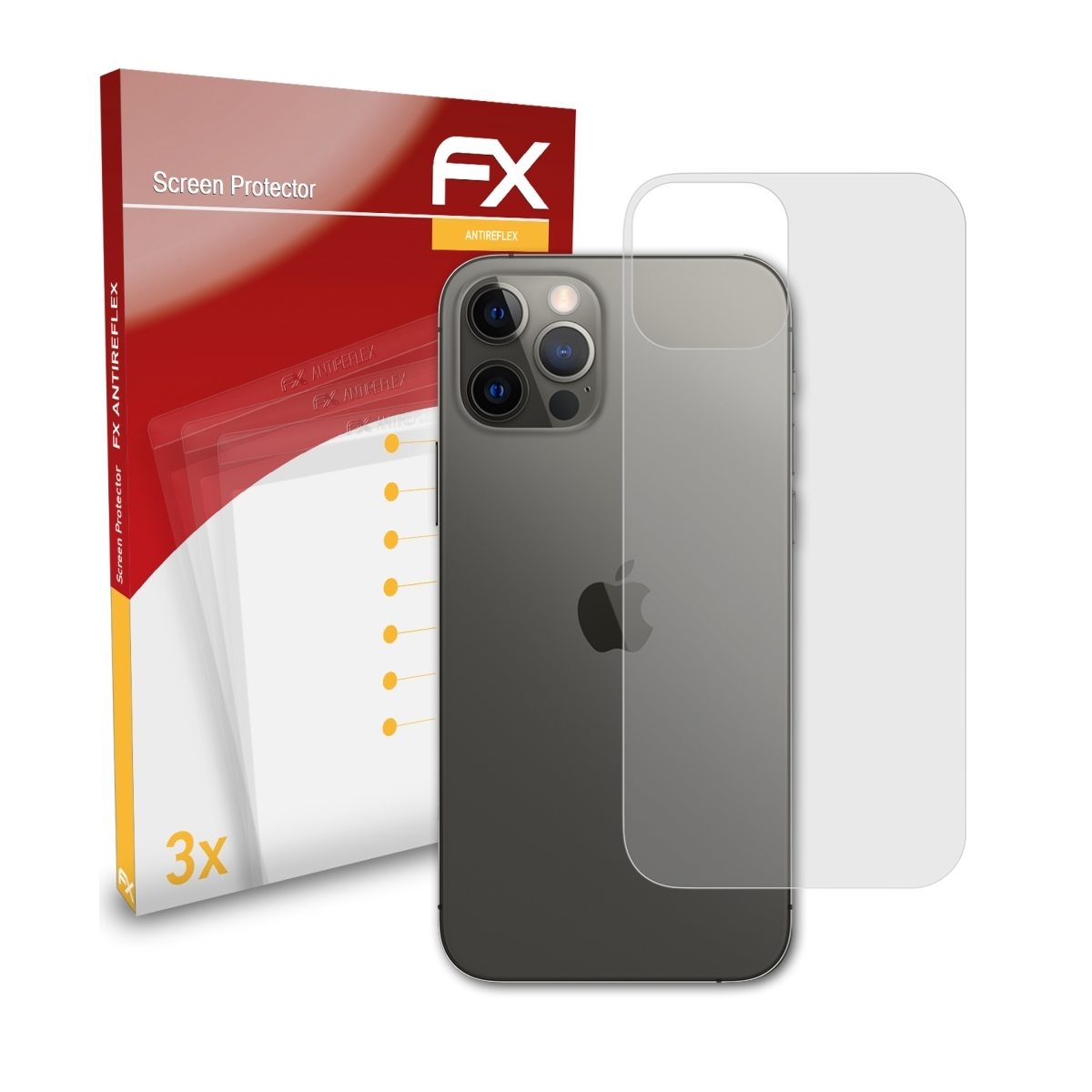 ATFOLIX 3x FX-Antireflex Displayschutz(für Apple Pro 12 iPhone (Backcover))