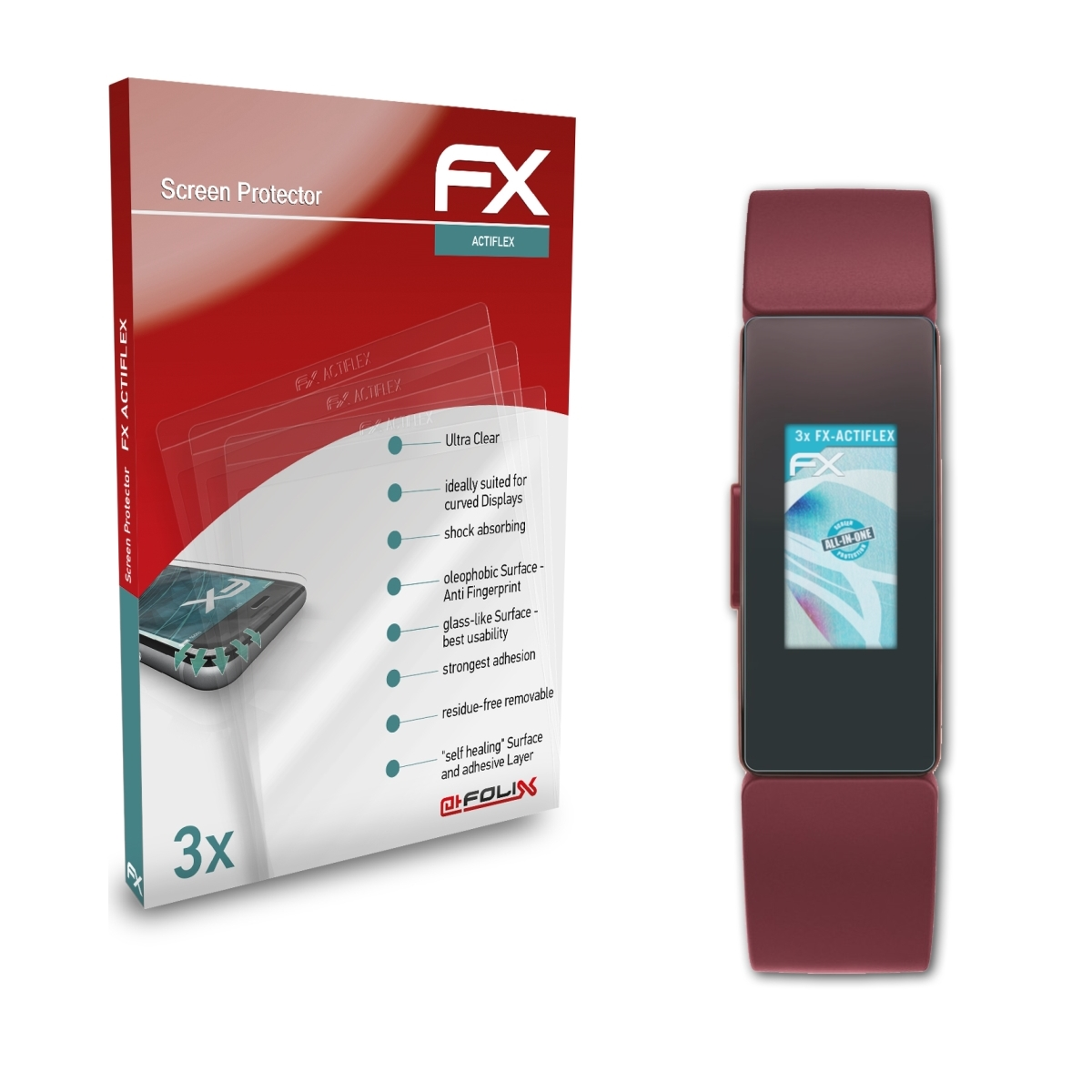 ATFOLIX 3x FX-ActiFleX Displayschutz(für Fitbit Inspire)