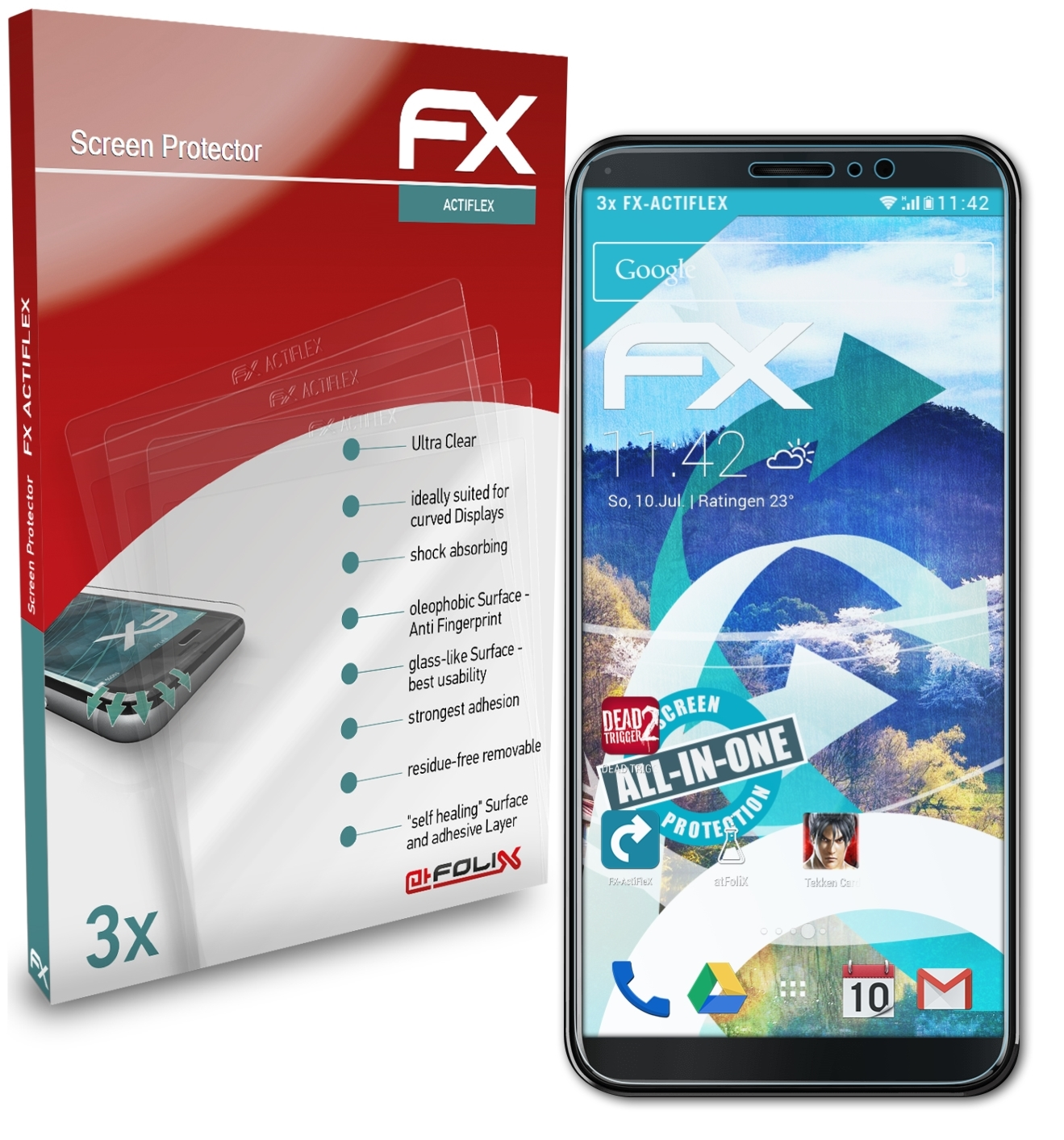 ATFOLIX 3x Cubot Pro) FX-ActiFleX J3 Displayschutz(für