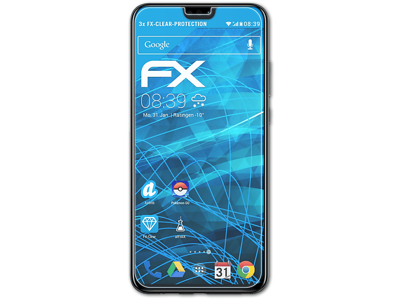 ATFOLIX 3x FX-Clear Displayschutz(für Huawei Honor 9X Lite)