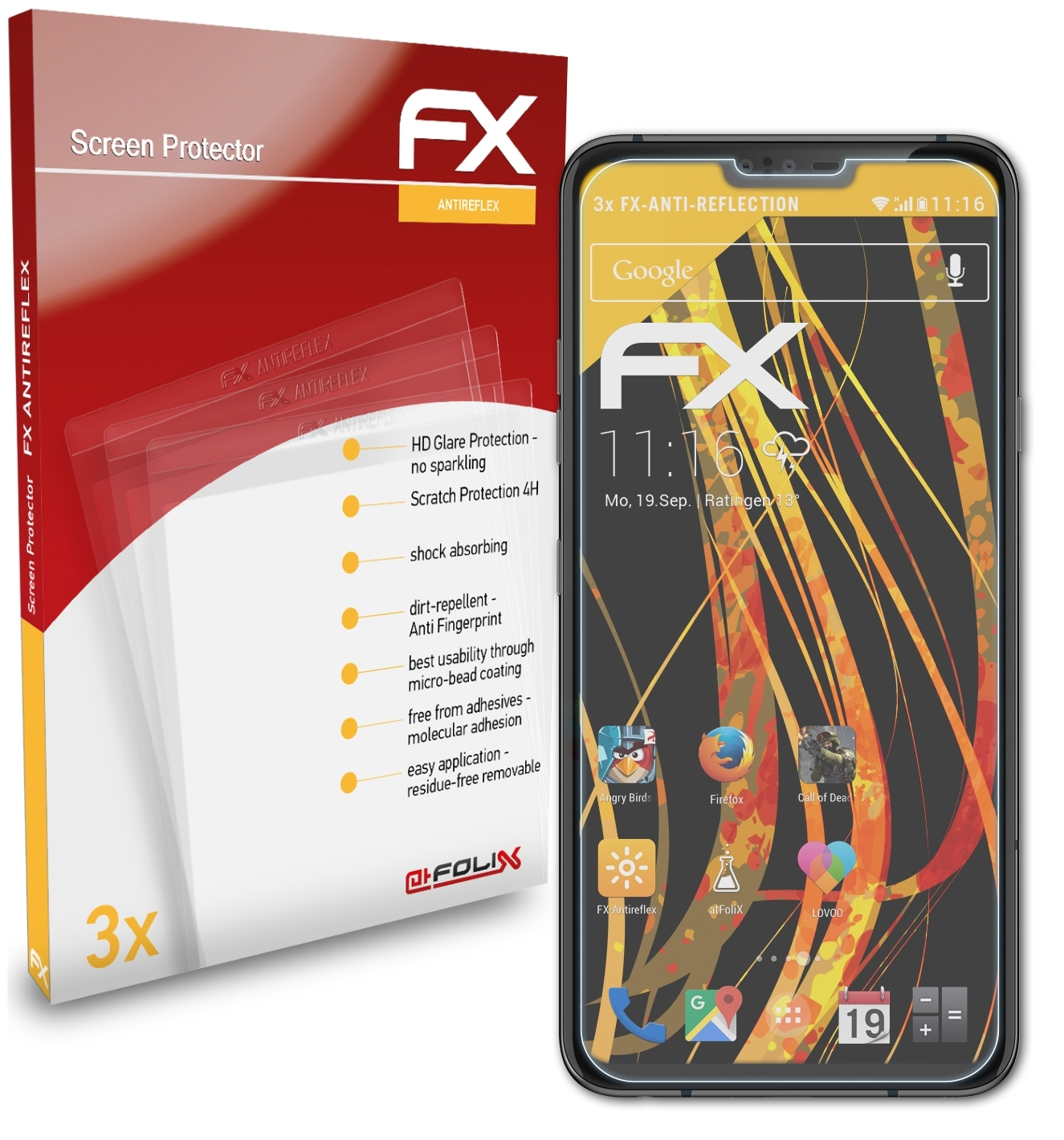 ATFOLIX 3x FX-Antireflex Displayschutz(für LG V40 ThinQ)