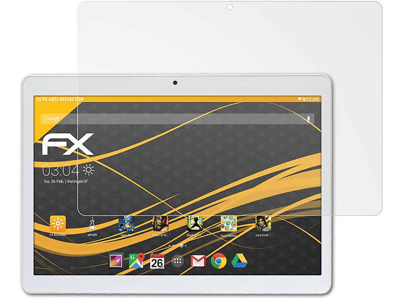 ATFOLIX 2x FX-Antireflex Mediacom Displayschutz(für 10) Go SmartPad