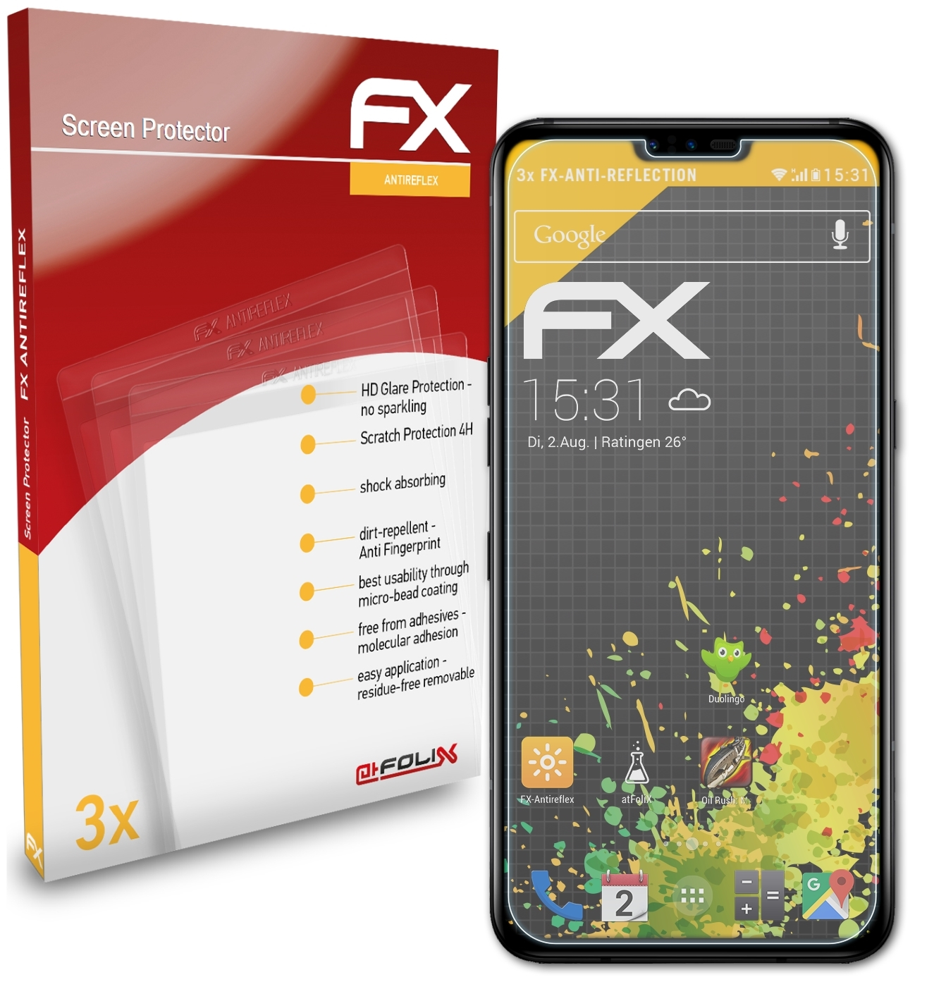 Displayschutz(für FX-Antireflex ThinQ) LG 3x V50 ATFOLIX