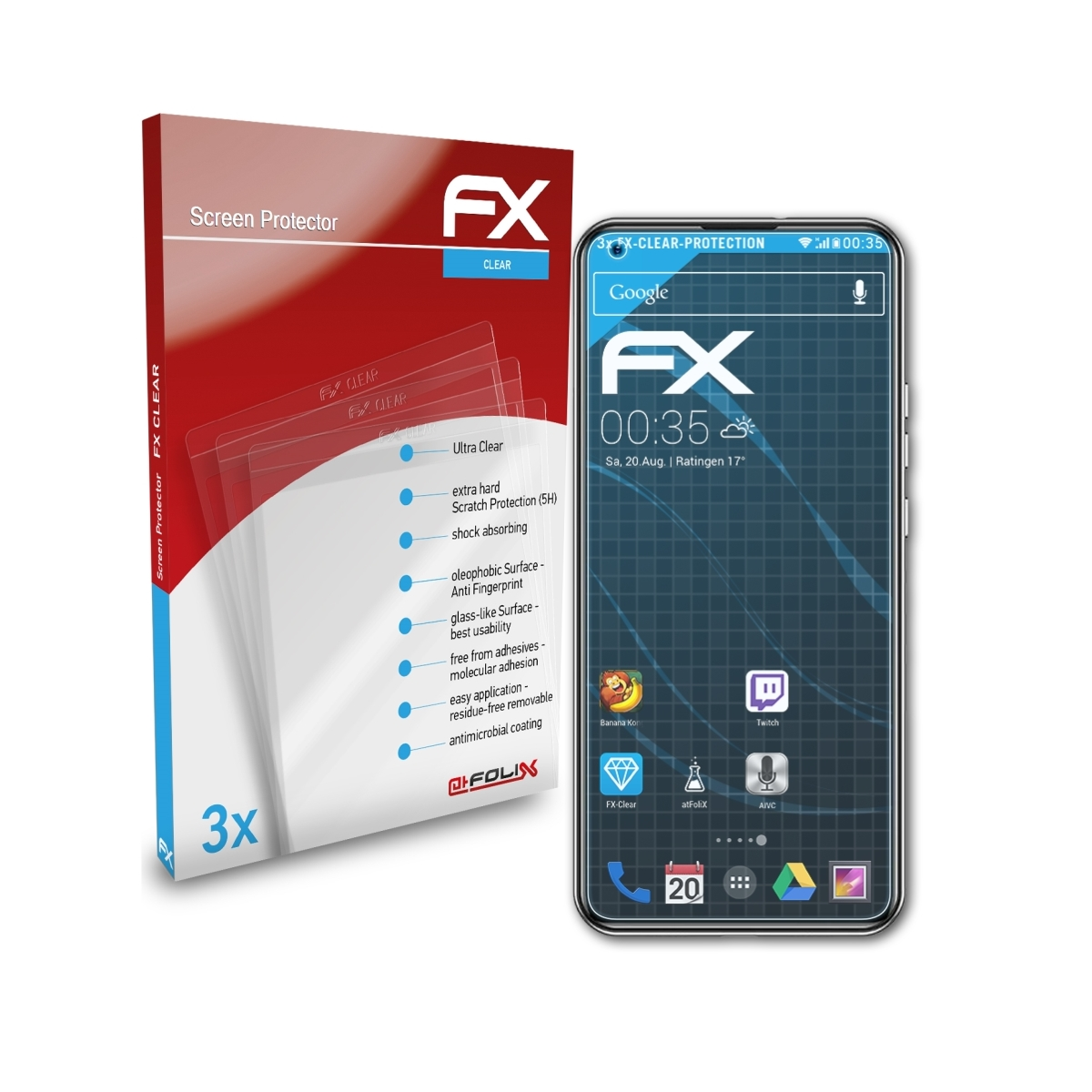 Doogee FX-Clear ATFOLIX 3x N30) Displayschutz(für