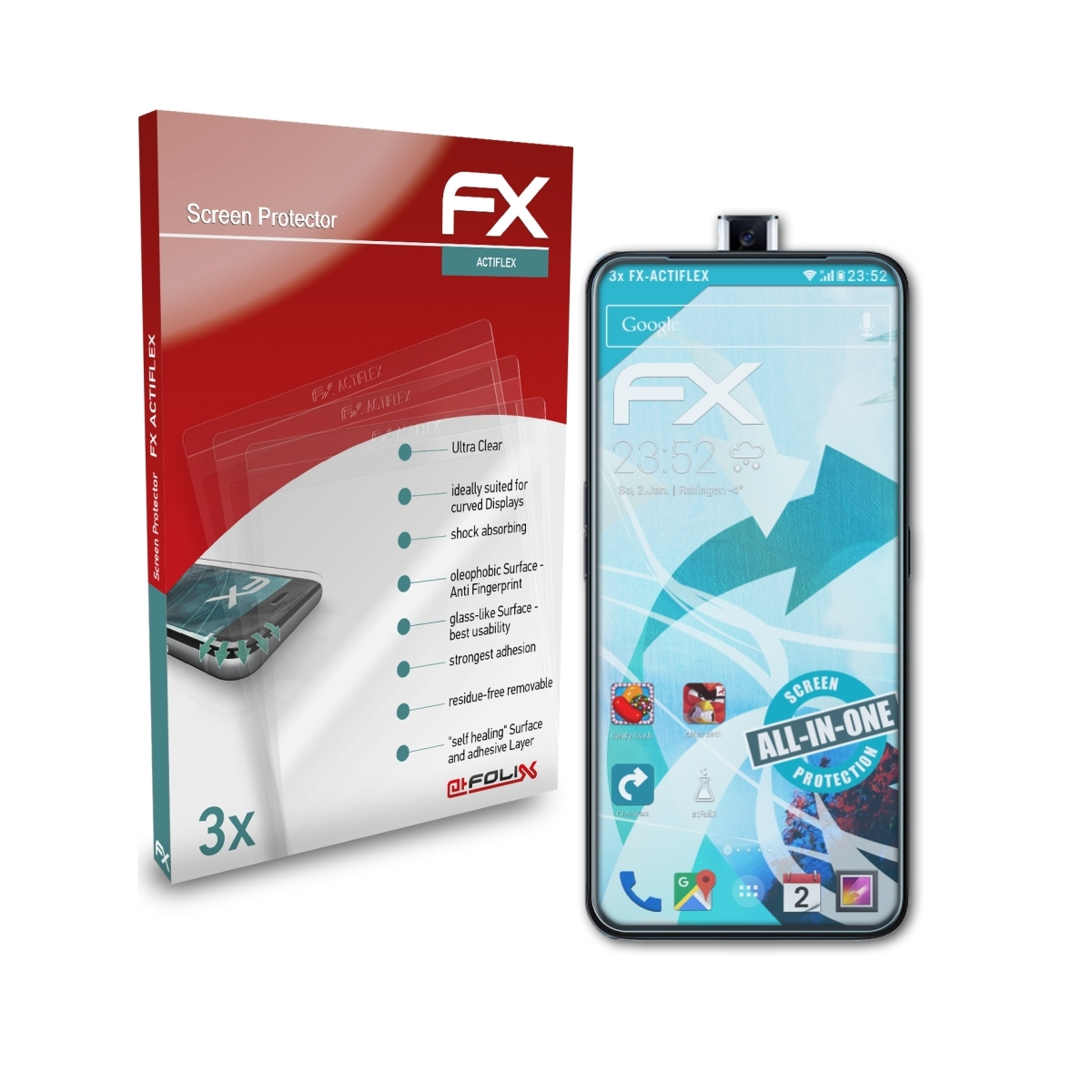 Z) Oppo 3x FX-ActiFleX ATFOLIX Displayschutz(für Reno2