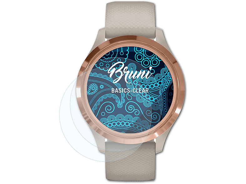 BRUNI 2x Basics-Clear Schutzfolie(für Garmin Vivomove 3s) | Smartwatch Schutzfolien & Gläser
