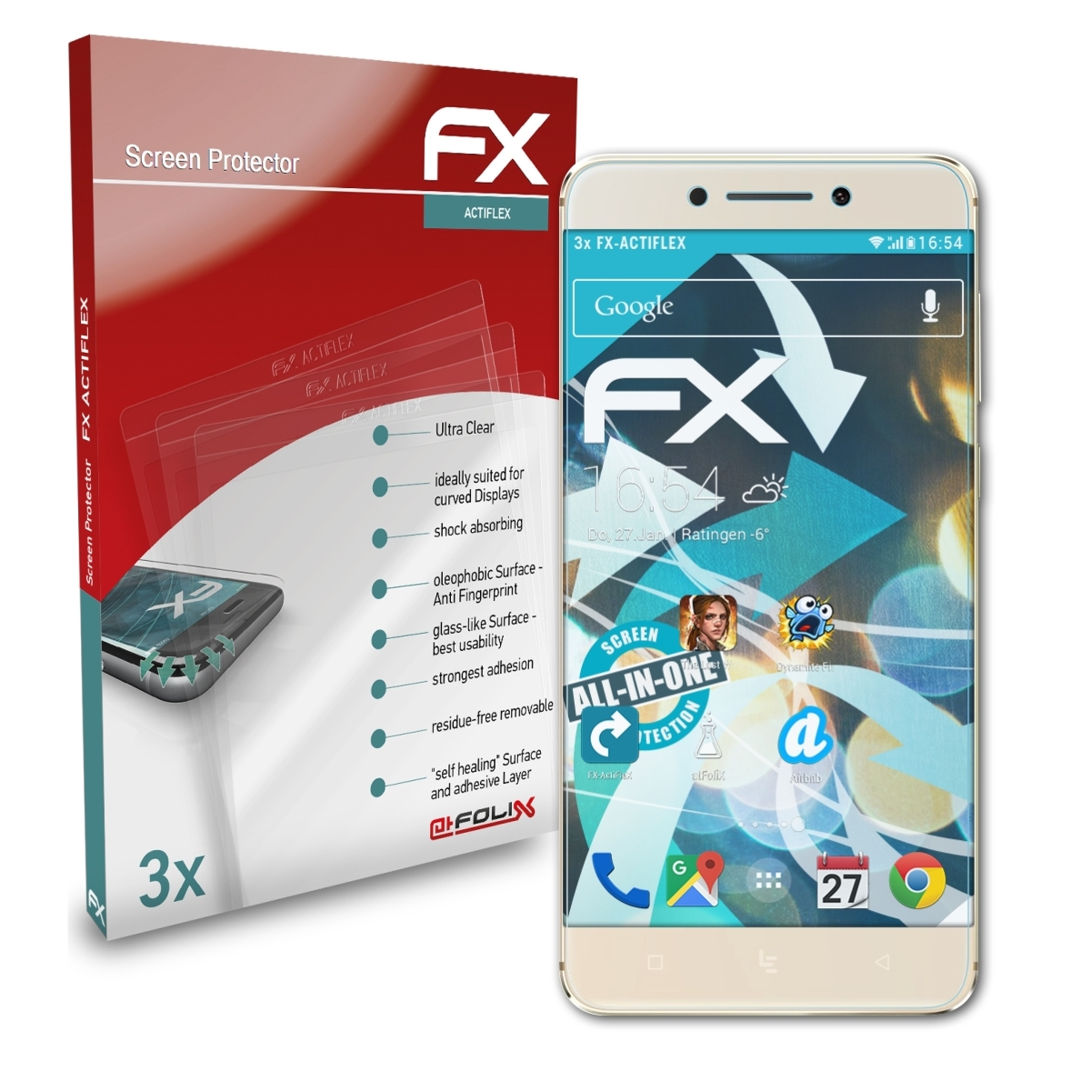 ATFOLIX 3x Le FX-ActiFleX Displayschutz(für LeEco 3 Pro Elite)
