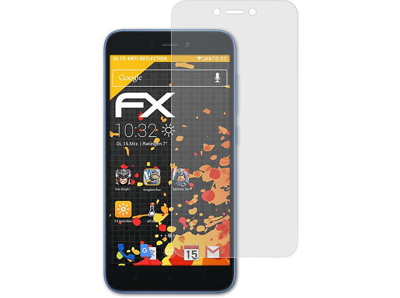Redmi Displayschutz(für Xiaomi Go) ATFOLIX 3x FX-Antireflex