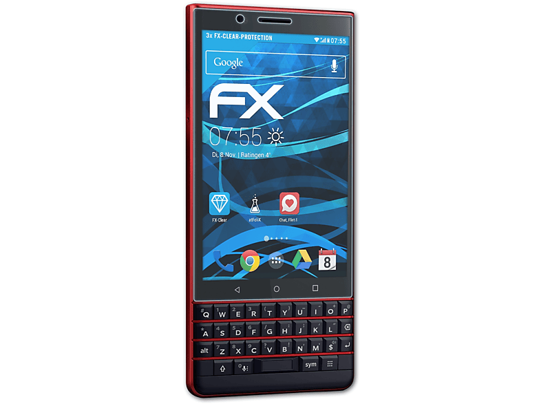 ATFOLIX 3x FX-Clear Displayschutz(für Blackberry Key2 LE)