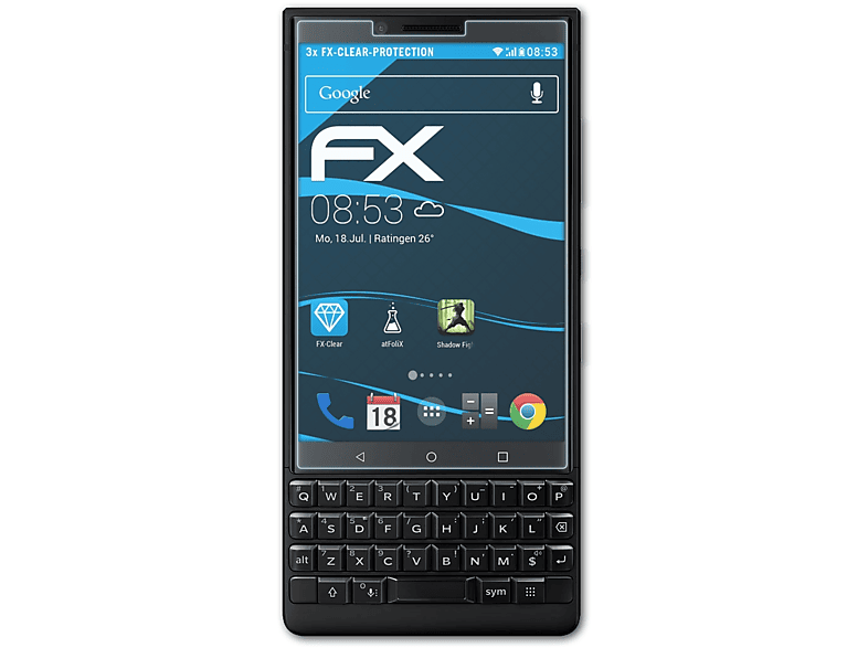 ATFOLIX 3x FX-Clear Displayschutz(für Blackberry Key2)