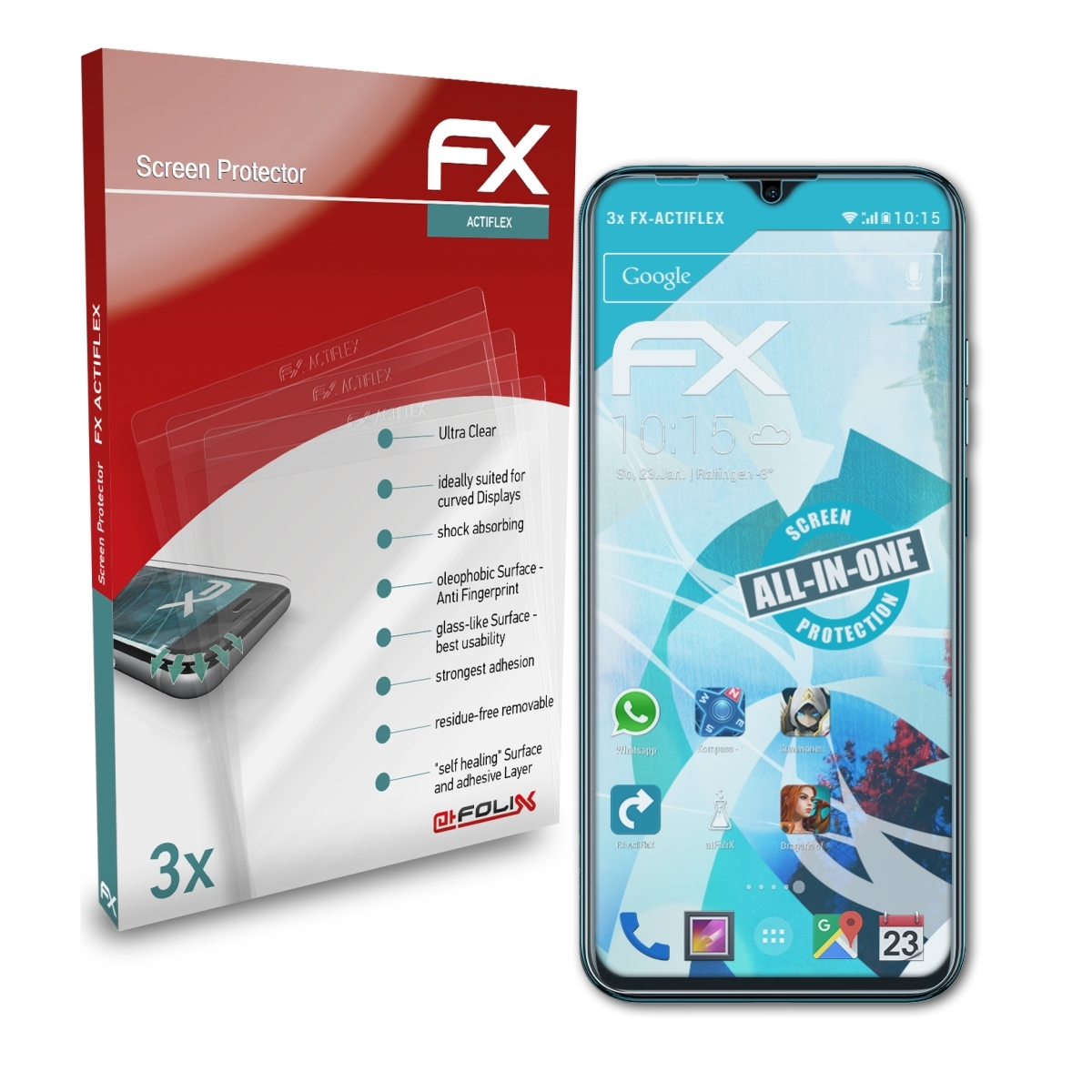 Ulefone 3x Displayschutz(für ATFOLIX FX-ActiFleX 9P) Note