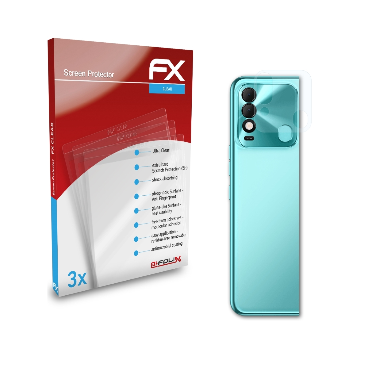 ATFOLIX 3x FX-Clear Displayschutz(für Tecno Lens) 8 Spark