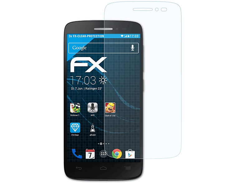 ATFOLIX 3x FX-Clear Displayschutz(für Alcatel Pop (4.5)) One 2 Touch