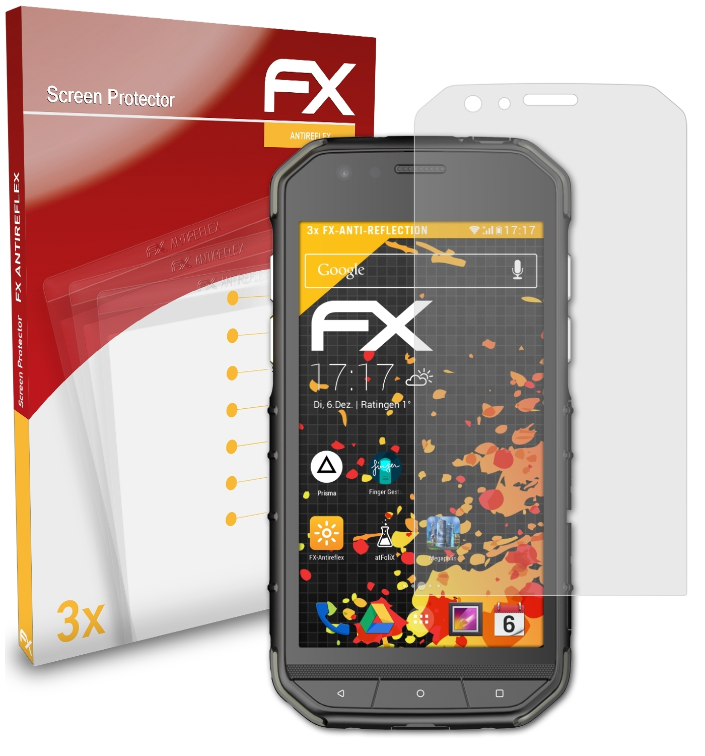 ATFOLIX 3x FX-Antireflex Displayschutz(für Caterpillar CAT S31)