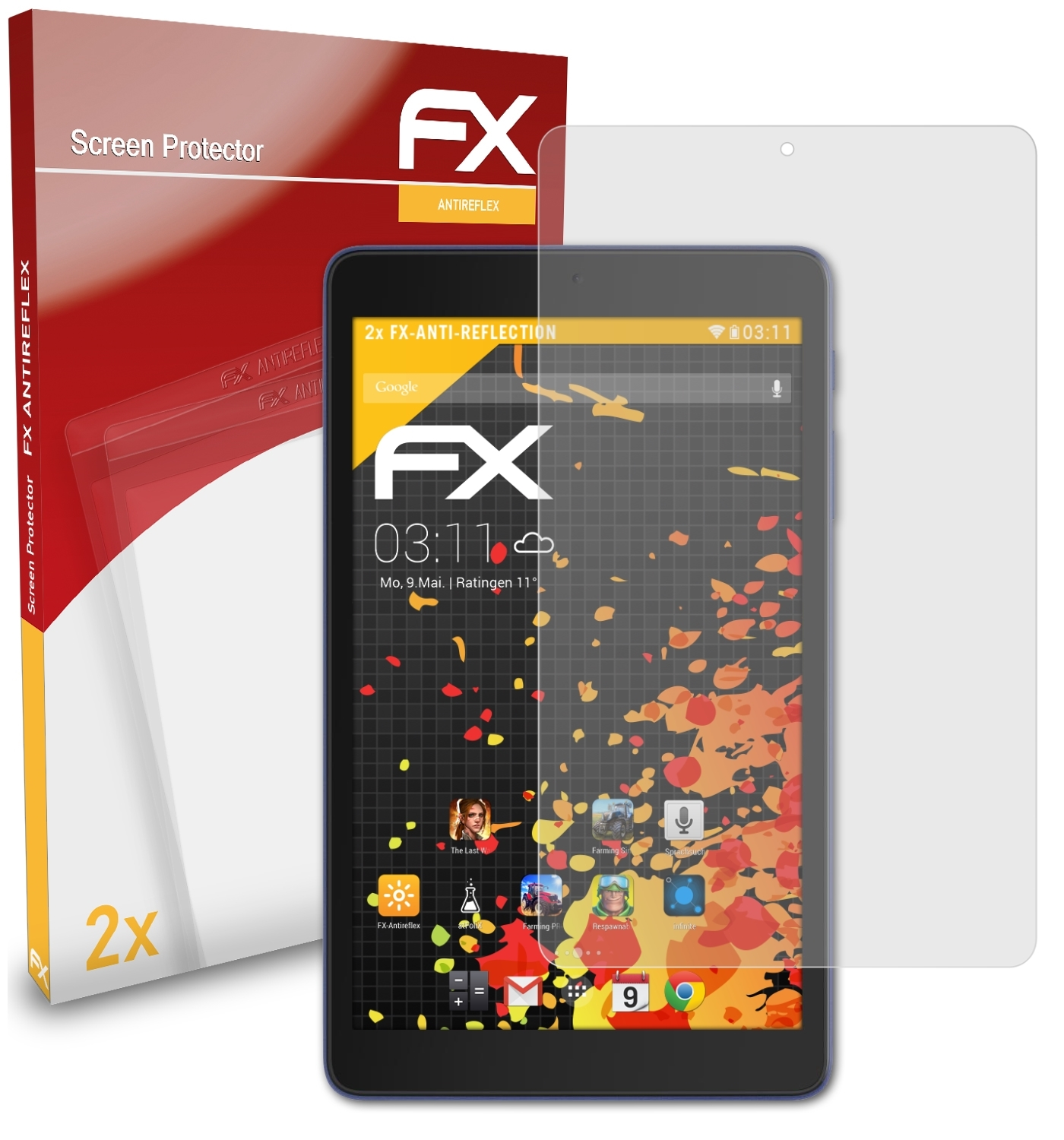 2x 8) ATFOLIX Alcatel 3T FX-Antireflex Displayschutz(für