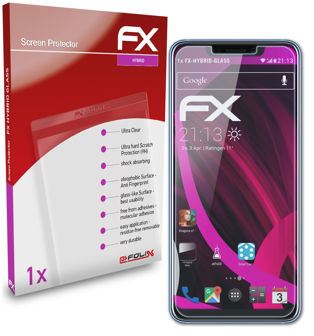 ATFOLIX FX-Hybrid-Glass Schutzglas(für Axon ZTE Pro) 9