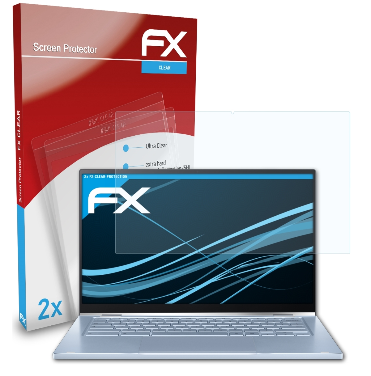 ATFOLIX 2x FX-Clear Asus Chromebook C433 Displayschutz(für Flip (C433TA))