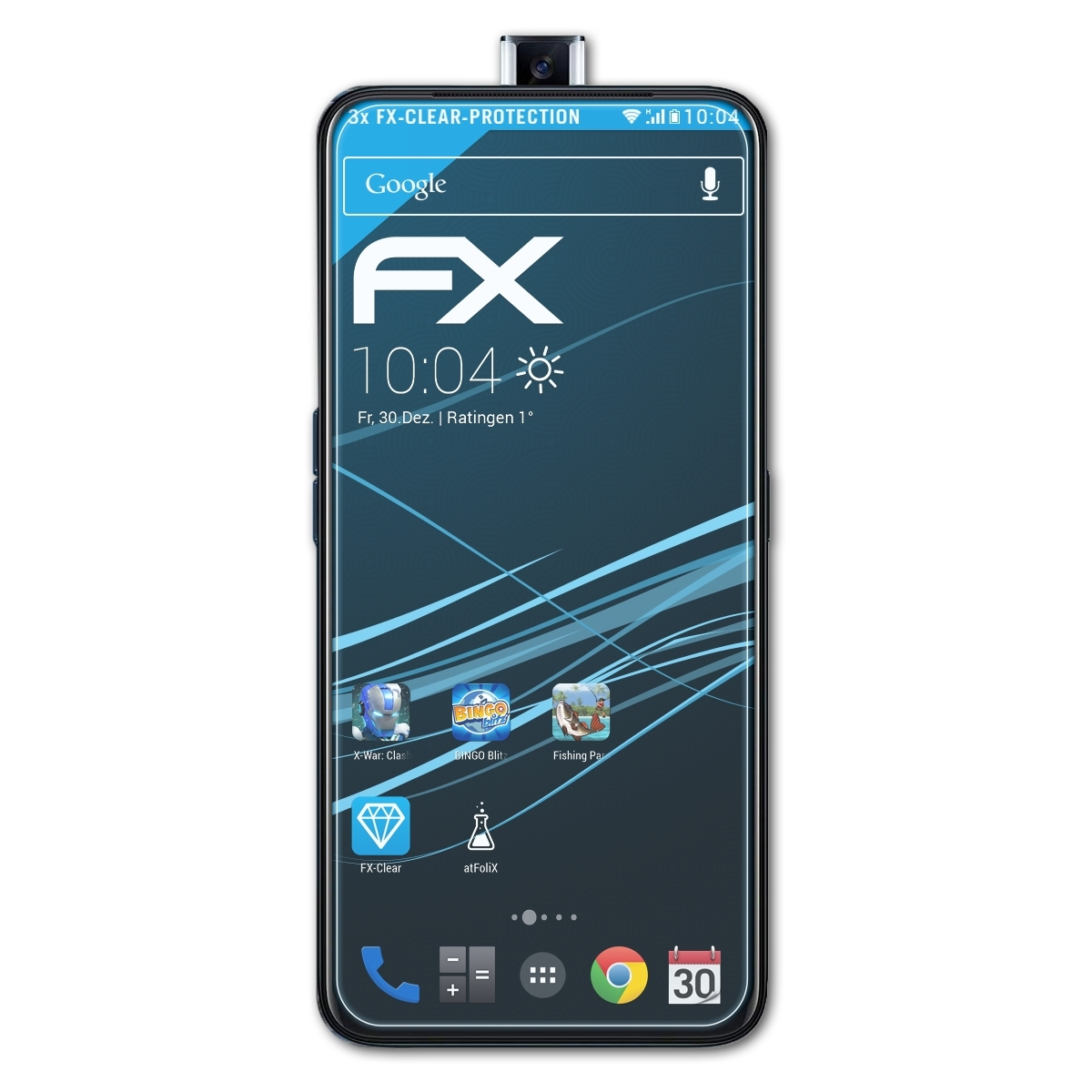 ATFOLIX Oppo 3x FX-Clear Reno2 F) Displayschutz(für