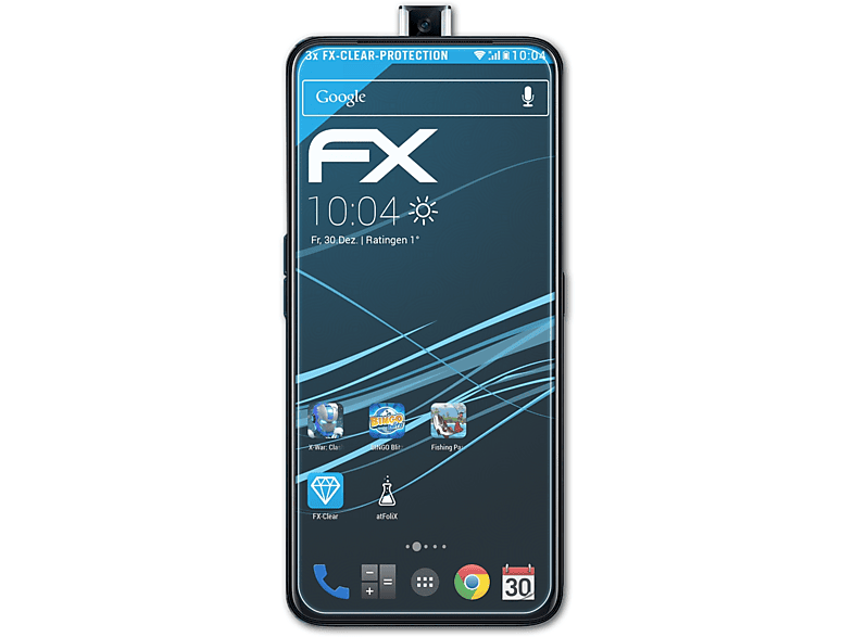 ATFOLIX 3x FX-Clear Displayschutz(für Oppo Reno2 F)