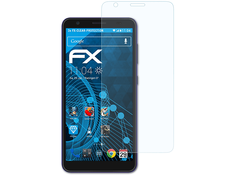 ATFOLIX 3x FX-Clear Displayschutz(für ZTE Blade A3 Joy)